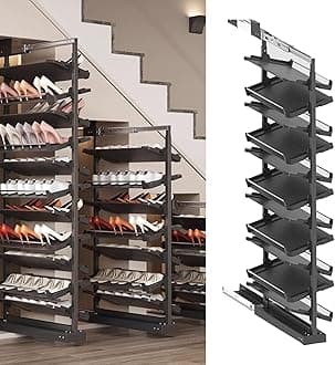 Pull-Out Shoe Rack Organizer for Closet Shoe Cabinet,Adjustable Height Retractable Metal Stackable Shoe Rack, Vertical Shelf Organizer for Small Bedroom Closet, Space Saving Storage, Black(75cm,11 Tie