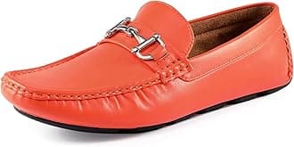 Amali Walken Men's Casual Slip-On Loafers, Driving Moccasin Shoes for Men with Silver Buckle, Available in Plush Microfiber and PU Leather