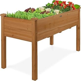 Best Choice Products 48x24x30in Raised Garden Bed, Elevated Wood Planter Box Stand for Backyard, Patio, Balcony w/ Bed Liner, 200lb Capacity - Acorn Brown
