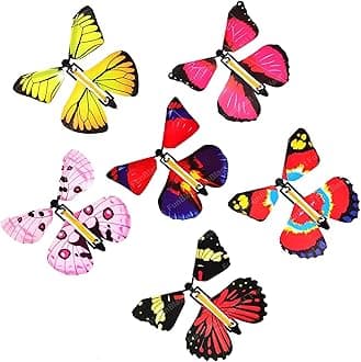 FunBlast Flying Butterfly Toy, Magic Wind up Butterflies Toys, Colourful Butterflies Toys for Boys/Girls, Plastic Flying Butterflies for Kids, Fairy Toys for Girls/Boys- Multicolour (Pack of 6)