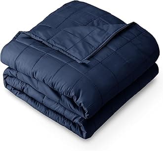Bare Home Weighted Blanket Twin or Full Size 7lb (40" x 60") - All-Natural 100% Cotton - Premium Heavy Blanket Nontoxic Glass Beads (Dark Blue, 40"x60")