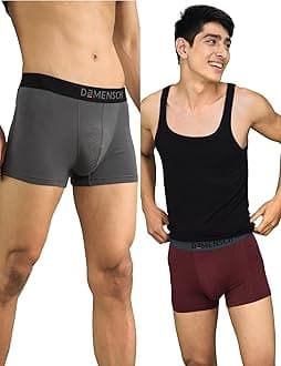 DAMENSCH Regular Fit Printed Trunks for Men Pack of 2| Mircromodal, Elastane Fabric, Anti-Bacterial and Microfibre Waistband