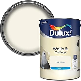 Dulux Walls and Ceilings Matt Emulsion Paint, Fine Cream, 5 Liters