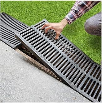 Drain Channel Strainers, Sewer Cover Grates, Kitchen Sewage Ditch，Trench Drainage, Linear Drain, Regular Trench Drain, for Garage Driveway Lawn (Color : Black, Size : 50x25x2.5cm)