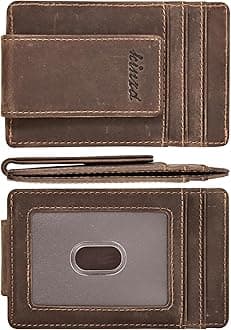 Money Clip, Front Pocket Wallet, Leather RFID Blocking Strong Magnet thin Wallet