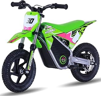 Electric Dirt Bike for Boys Girls Ages 3-8, 250W High Racing Competition Grade Motorcycle, Up to 15MPH 3 Speed Settings Balance Bike, 12IN Off-Road Tires & Advanced Shock Absorption, Green