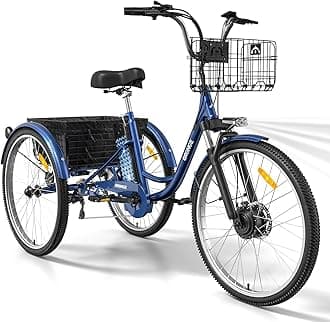 Electric Tricycle for Adults, 750W 36V Electric Trike, 50 Miles Range, 26'' Three Wheel Electric Bicycle, 7 Speeds Electric Tricycle with Large Basket