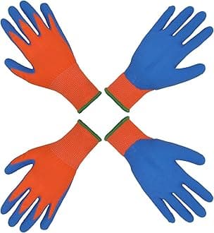 HANDLANDY 2 Pairs Kids Gardening Gloves, Foam Rubber Coated Childrens Garden Work Gloves for Age 2-3, 4-5, 6-13 (4XS, Age 2-3)