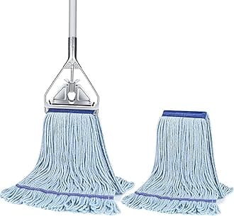 String Mop for Floor Cleaning - Heavy Duty Industrial Commercial Mop with Extra Replacement Mop Head , 59inch Mop Handle, Wet Mop for Home,Garage,Office, Workshop, Warehouse Floor Cleaning