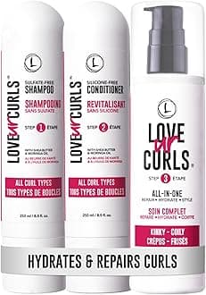 Shampoo & Conditioner Set with All in One Curl Cream Styler for & Coily Hair, 3 Step System for Repair and Moisturizing