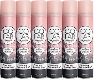 COLAB+ Dry Shampoo, Extreme Volume, 200ml, 6 Pack - No Fuss, All Hair Types, Fresh Scent