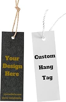 100 pcs Custom Hang Tags,Personalized Your Logo and Text Price Tags Jewelry Hang Tags Labels (1×3.5 inch)