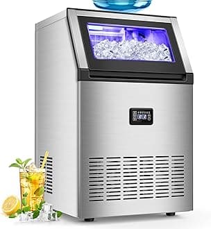 160Lbs/24H Commercial Ice Maker Machine with 35Lbs Ice Capacity, 55Pcs Clear Ice Cubes per Round in 11-20Mins, Stainless Steel Under Counter Freestanding Ice Machine Maker for Home Bar Outdoor