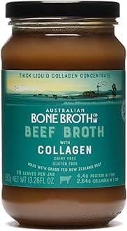 Beef Broth with Collagen Concentrate - Instant bone broth beverage boosted with grass-fed collagen. Halal Broth. Gluten Free, Preservative Free No spices or herbs. Halal Certified