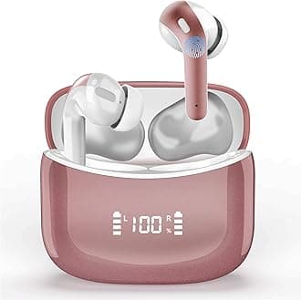 True Wireless Earbuds, Bluetooth Earphones 60H Playback, CVC Noise Cancelling with Wireless Charging Case, in-Ear Stereo Wireless Earphones Built-in Mic, LED Display, IPX7 Waterproof Sport Headphones