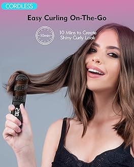 Easywave Cordless Hair Straightener Brush: Portable Hair Straightener for Travel - Negative Ion Hot Comb Hair Straightening Brush for Women, USB Rechargeable, Long-Standby, Anti-Scald