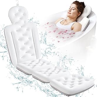 Full Body Bath Pillow for Bathtub, Thick Bathtub Cushion, Luxury Tub Pillow for Bath for Headrest Neck and Back Support White 60" x 16"