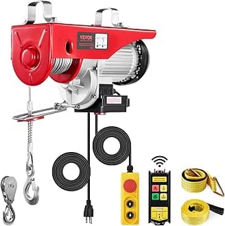 Electric Hoist, 2200 lbs 120V Electric Winch with 328 ft Wireless & 14 ft Wired Remote Control, 40 ft Single Cable Lifting Height, Single/Double Slings, Lift Hoist for Garage Warehouse Factory