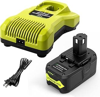 TREE.NB 6.0Ah Replacement for Ryobi 18V Battery and Charger Combo Compatible with Ryobi 18V One+ Battery RB18L25 RB18L50 P108 P107 P104 P780(1Battery+1Charger)