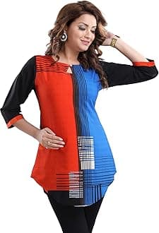 KeshubabaWomen's Polyester Crepe Short Tunic Top | Short Kurti for Jeans for Women