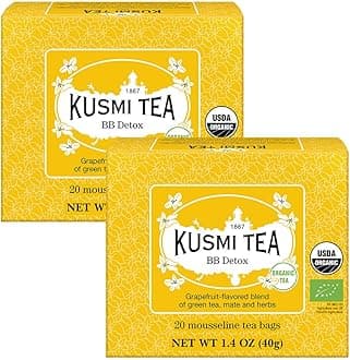 Pack of 2 Boxes of Tea Bags - BB Detox - Iconic Detox Tea - 100% Organic - Blend of Green Tea, Mate & Grapefruit - Organic Flavored Yerba Mate - 2x20 Tea Bags