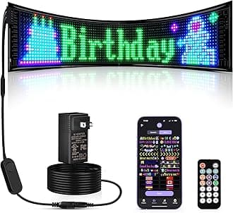 - 37”×8” Programmable LED Scrolling Sign with Remote, 12V Huge Bright Flexible Advertising LED Screen, Custom Message Display Board for Business Store Window Festival