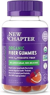 New Chapter Organic Fiber Gummies for Adults & Kids (Age 4+), Plant-Based Prebiotic Fiber for Digestive Health, Vegan, Non-GMO, USDA Organic, Gluten Free, Citrus-Berry Flavored, 60 ct