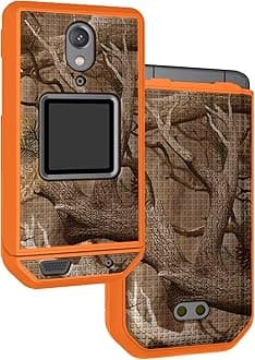 Nakedcellphone polycarbonate Case For Cat S22 Flip Phone,[Hunter Camouflage] Slim Hard Shell Protector Cover -Orange Camo
