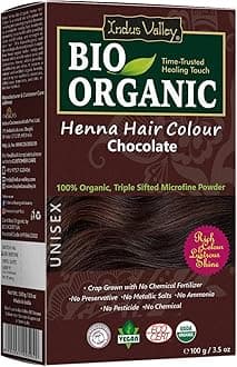 Bio Organic Natural Henna Hair Color Chocolate 100gm| 100% Gray Hair Coverage And Long Lasting Hair Dye | Natural Hair Dye, Vegan and Cruelty-Free
