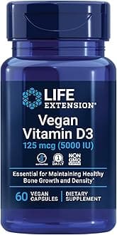 Vegan Vitamin D3, 125 mcg (5000 IU), cholecalciferol from Algae, high-Potency Immune, Bone & Whole-Body Health, Gluten-Free, Non-GMO, 1 Daily, Vegan, 60 Vegan Capsules