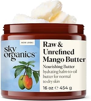 Sky Organics Mango Butter for Body & Face, 100% Raw and Unrefined to Hydrate, Balance & Even Tone 16 Oz.