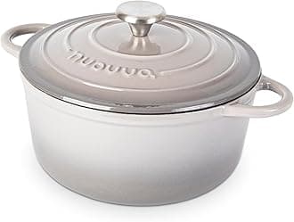 – Enamelled Cast Iron Dutch Oven Pot with Lid – 5 Quart Casserole Dish – Ceramic Dutch Oven for Bread Baking, Roasting, Braising & Stews – Oven Safe up to 500°F – 24cm Grey