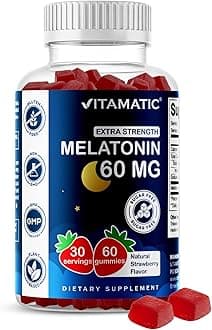 Vitamatic Sugar Free Melatonin 60 mg - 60 Vegetarian Gummies - Non-Habit Forming Supplement