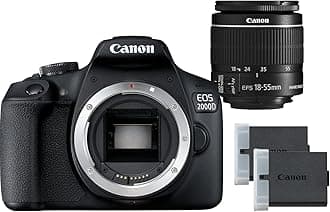 EOS 2000D + EF-S 18-55mm f/3.5-5.6 IS II Lens + Spare Battery - Easy-to-use DSLR Camera with a Versatile Lens and a Spare Battery, Ideal for Portraits and Landscape - Amazon Exclusive