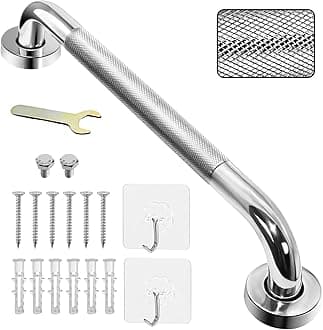 17inch/430 mm Grab Bar Rail, 304 Stainless Steel Non-Slip Bathroom Chrome Grab Rail, Non-Slip Disability Auxiliary Handle, Safety Handle for Kitchen Bedroom Bathtub, Shower, Steps, Indoor/Outdoor