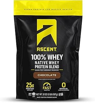 100% Whey Protein Powder - Post Workout Whey Protein Isolate, Zero Artificial Flavors & Sweeteners, Gluten Free, 5.5g BCAA, 2.6g Leucine, Essential Amino Acids, Chocolate 2 lb