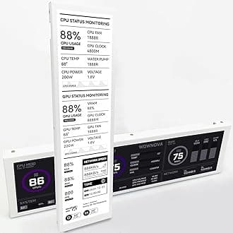 WOWNOVA 8.8" Computer Temp Monitor (Dynamic Theme Supported), 1 Click 1 Cable to Get Started Quickly PC Temperature Display Sensor Panel IPS Mini Secondary Screen CPU RAM HDD Data FPS Monitor (White)