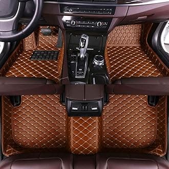 Custom All-Weather Protection Leather Car Floor Mats for Cars Sedan SUV Sports Car Waterproof Floor Mat (Brown)