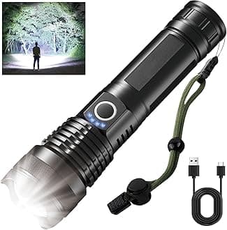 Rechargeable Flashlight 990,000 High Lumens, Tactical LED Flash Light High Powered Handheld Bright Flashlight with 5 Modes, Battery Powered, USB C Charging for Home, Emergencies