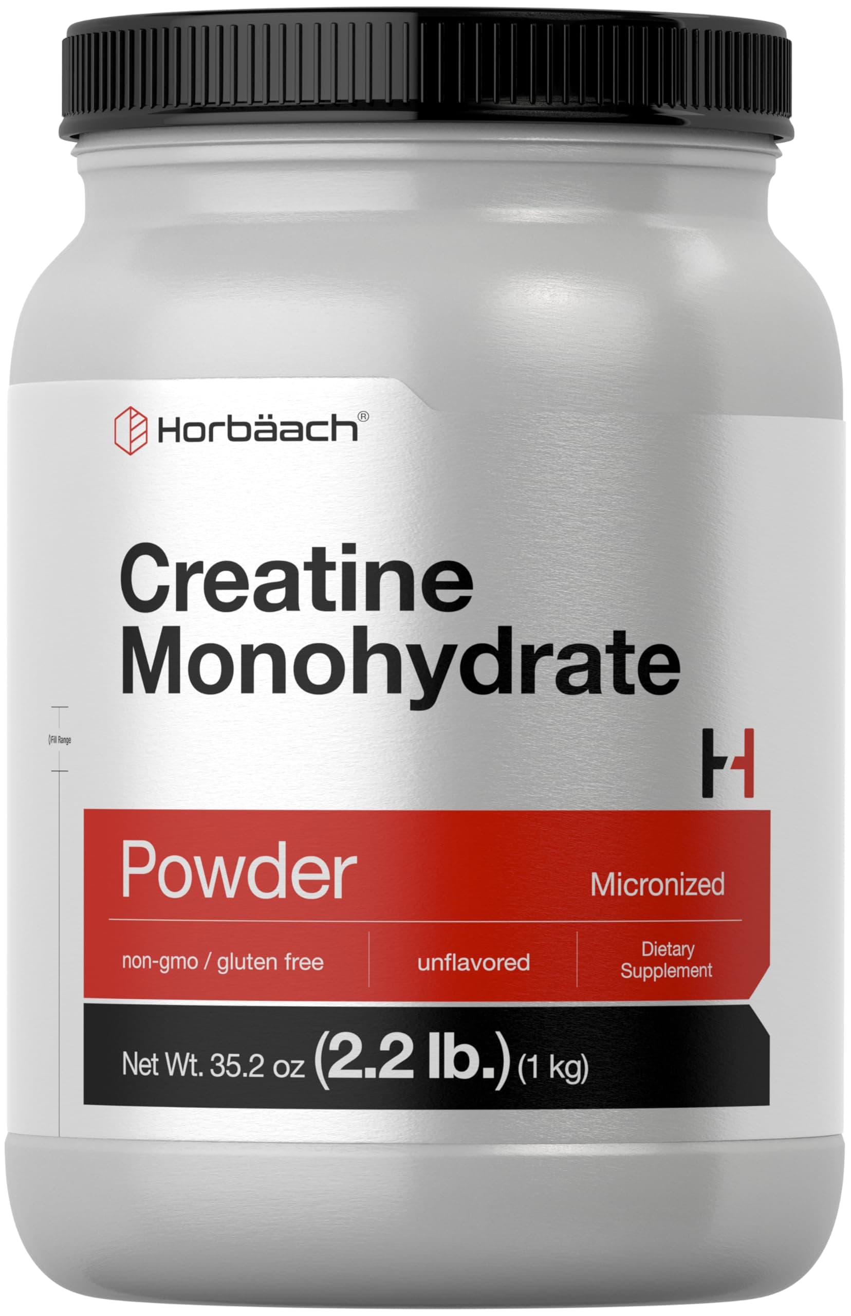Horbäach Creatine Monohydrate Powder | 2.2lbs (35.2 oz) | Micronized and Unflavored | Vegetarian, Non-GMO, and Gluten Free Supplement
