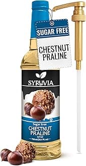 Sugar Free Coffee Syrup, Chestnut Praline Flavored Syrup for Drinks, Lattes, and Desserts – 25.4 fl oz, With Pump
