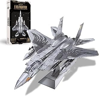 Piececool 3D Puzzles for Adults, American F-15 Fighter Metal Airplane Kit to Build, DIY Assembly Plane Model, Best Gifts for Military Enthusiasts, Desk Decor