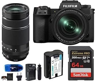 Fujifilm X-H2 Mirrorless Camera with 16-80mm and XF 70-300mm f/4-5.6 R LM OIS WR Lenses Bundle, Includes: SanDisk 64GB SDXC Extreme PRO Memory Card, Spare Power2000 Battery and More (7 Items)