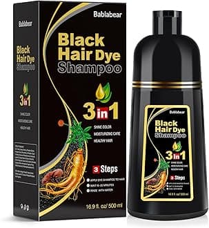 Black Hair Dye Shampoo 3 in 1 for Gray Hair, Semi-Permanent Hair Color Shampoo for Women and Men (16.9 Fl Oz)