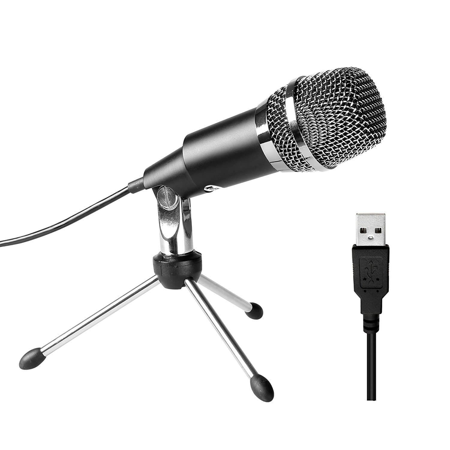 USB Microphone, Plug &Play Home Studio USB Condenser Microphone for Skype, Recordings for YouTube, Google Voice Search, Games(Windows/Mac)-K668