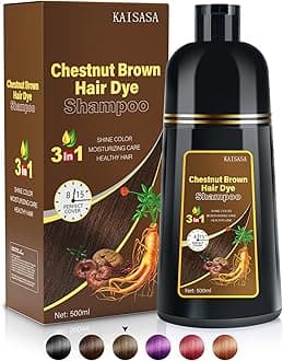 Chestnut Brown Hair Color Shampoo - Instant Herbal 3-in-1 Tinted Shampoo for Gray Hair Coverage, For Women and Men, Long-Lasting 500ML