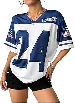 Floerns Women's Camo Print Team Sports T Shirts V Neck Basketball Jersey Tee Shirts