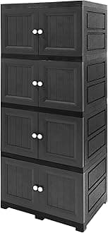 Multi-Purpose Plastic Storage Unit, Cupboard, Household Cabinet, with 4 Extra Large Compartments, Modern Grey