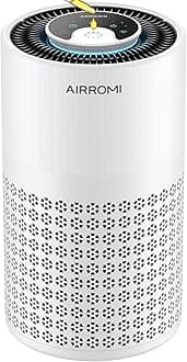 AIRROMI Air Purifier for Bedroom with HEPA 3-in-1 Filter, Pet Air Purifier for Home Cat Pee Smell, Covers Upto 990 Ft², Quiet 360° intake Air Cleaner for pet hair,allergies,Dust,Smoke A2001 White