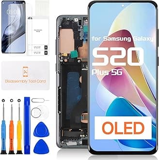 OLED for Samsung Galaxy S20 Plus 5G Screen Replacement Kits,LCD Display for Samsung Galaxy S20+ 5G Digitizer for SM-G986 G986F G986B G986U Touch Screen Assembly with Frame